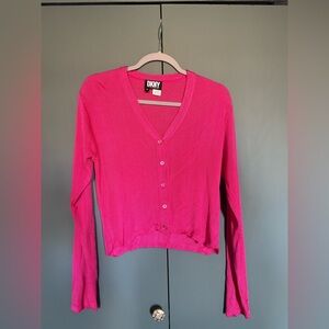 Y2k Vtg Dkny fuchsia rayon cardigan size M